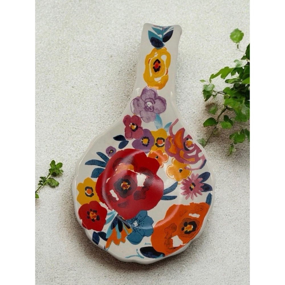 New The Pioneer Woman Spoon Rest Floral Flea Market Ceramic Stoneware